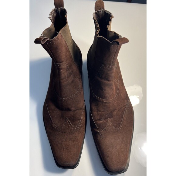 Size 8 Western Ankle Boots Mens Brown Soft Leather Banana Blues Cowboy EUC - Picture 2 of 11